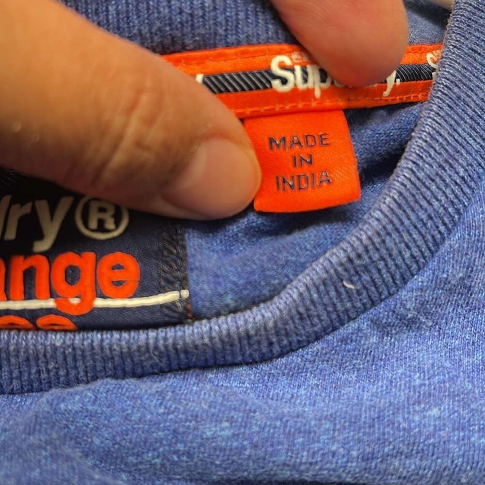 Superdry The Orange Label Tee Blue Shirt Embroider Logo on Chest Size Large EUC - Picture 6 of 6